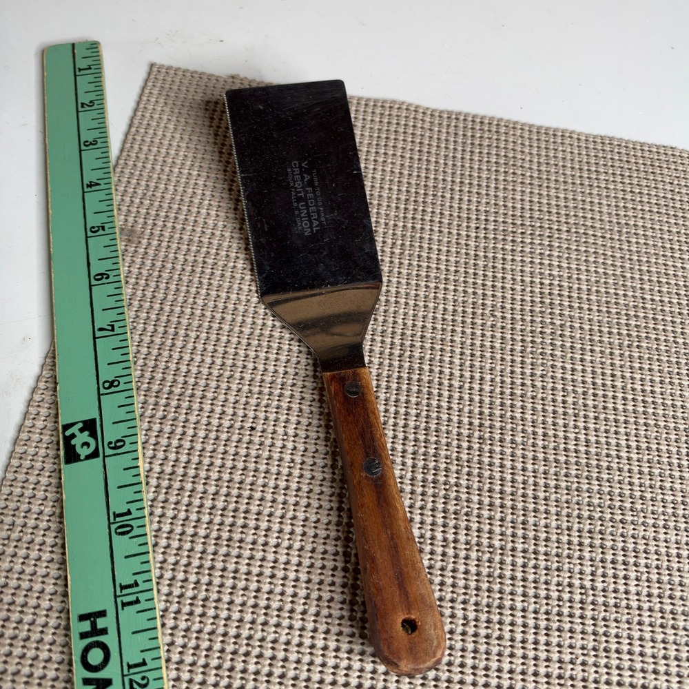 Vintage Vernco Stainless Mini Spatula Wood Handle Japan V.A. Federal Advertising